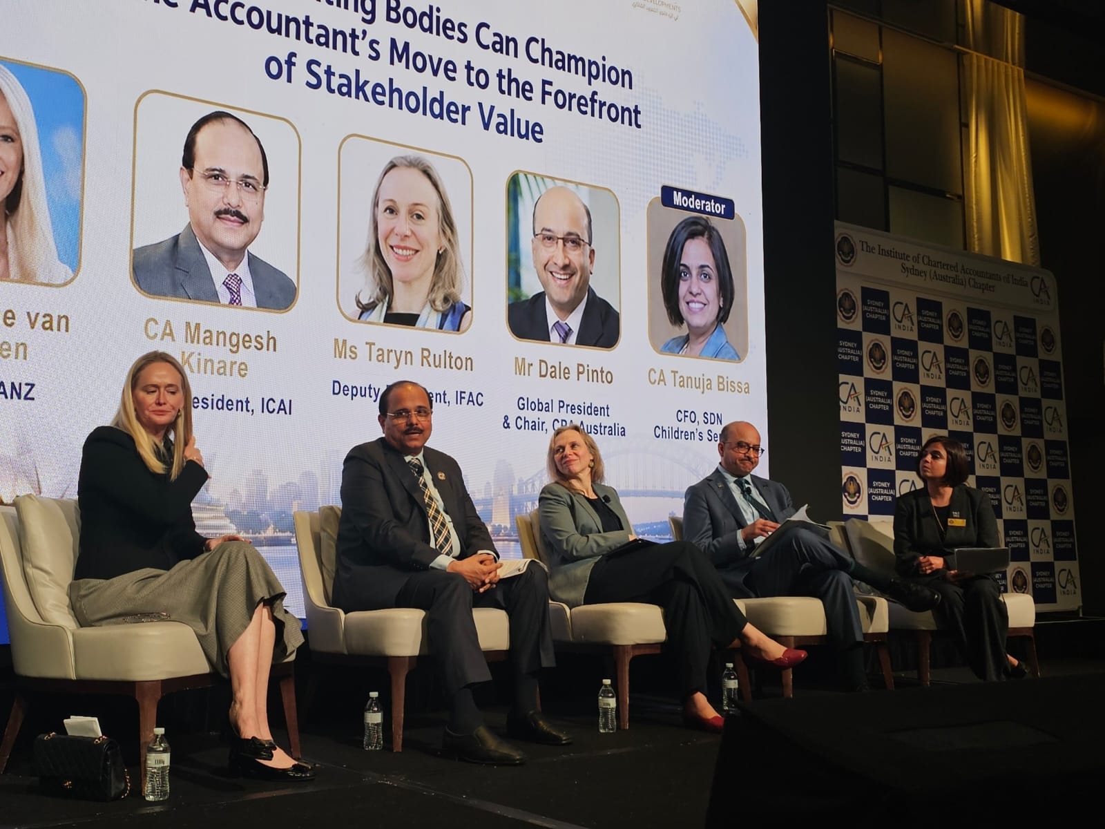 Ms. Taryn Rulton, Deputy President, IFAC and CA. Mangesh Kinare, Vice-President, ICAI along with dignitaries during the 1st Oceania International Conference 2026 organised by Australian (Sydney) Chapter of ICAI on September 25, 2026 in Sydney.